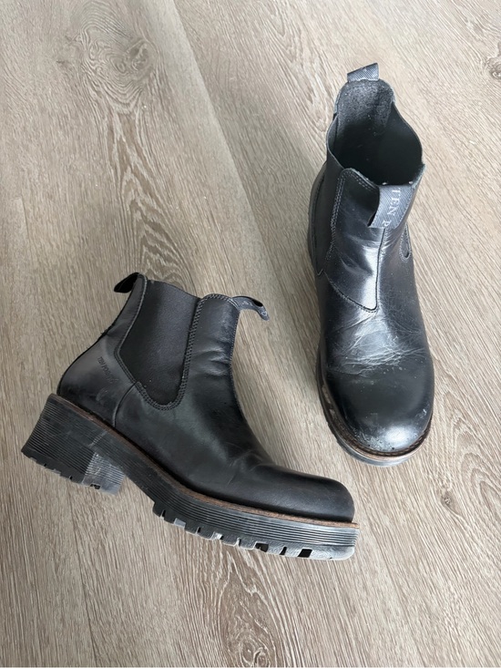 Shoes - Ten points genuine Black Leather Chelsea Boots - Rugged Lug Sole
